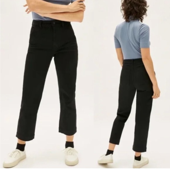 NWT Everlane High Rise Black The Straight Leg Crop Pants - Picture 4 of 11